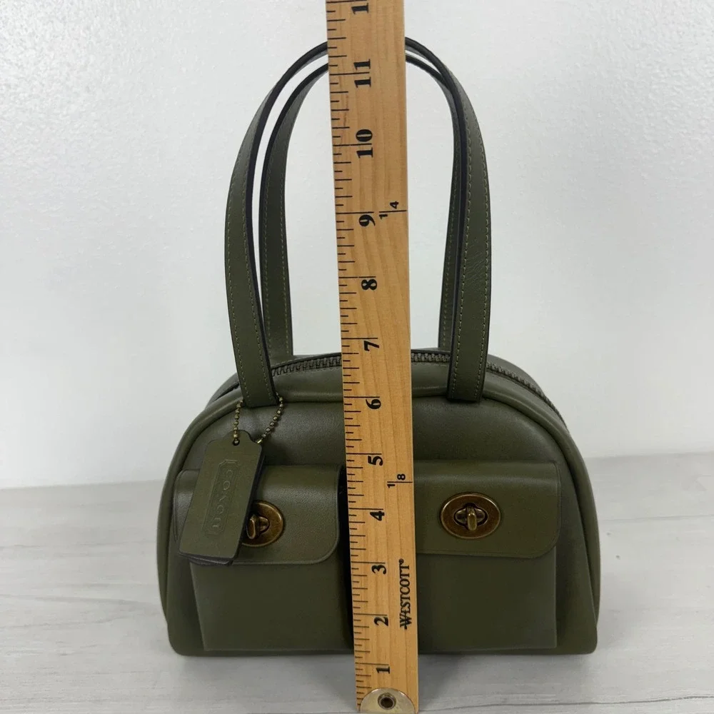 Coach The Twin Turnlock Bag 20 Small Olive Green Leather Satchel Y2K Handbag